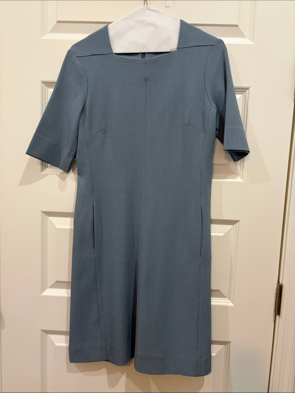 MM Lafleur Slate Blue Short-Sleeve Shift Dress Sz4
